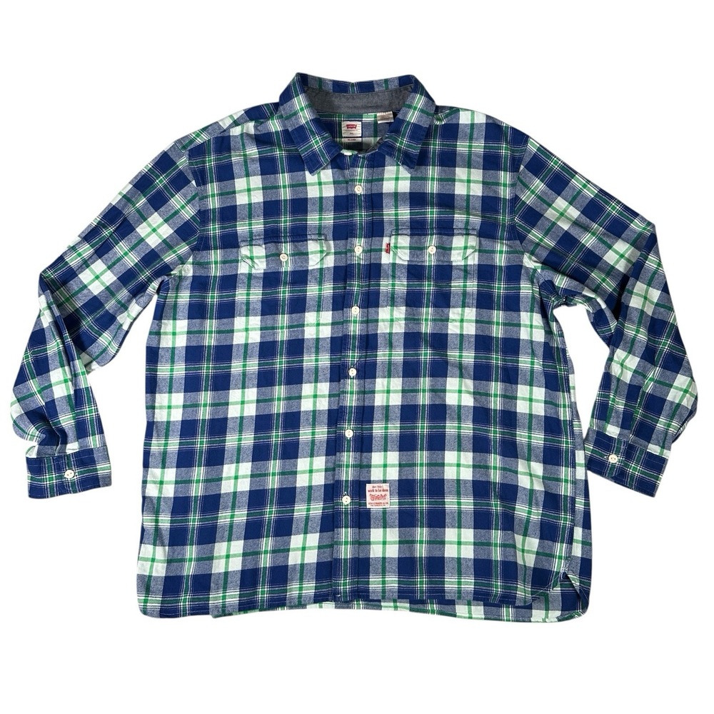 Levi's Long Sleeve Plaid Button Down Shirt Men's XXL Relaxed Fit Overshirt‎